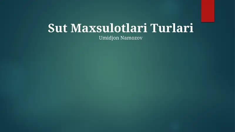 Sut Maxsulotlari Turlari