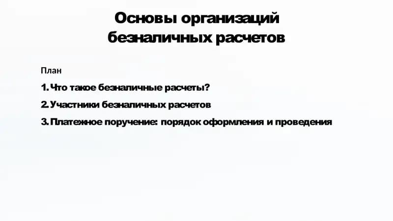 Основы организации безналичных расчетов