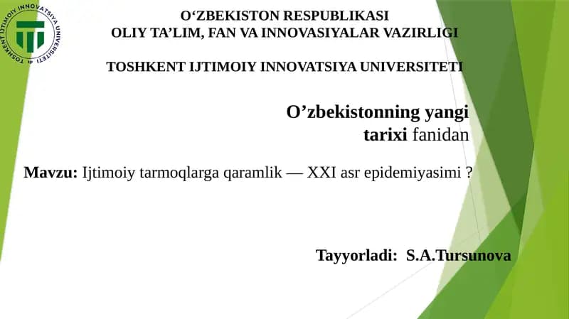 Ijtimoiy tarmoqlarga qaramlik — XXI asr epidemiyasimi