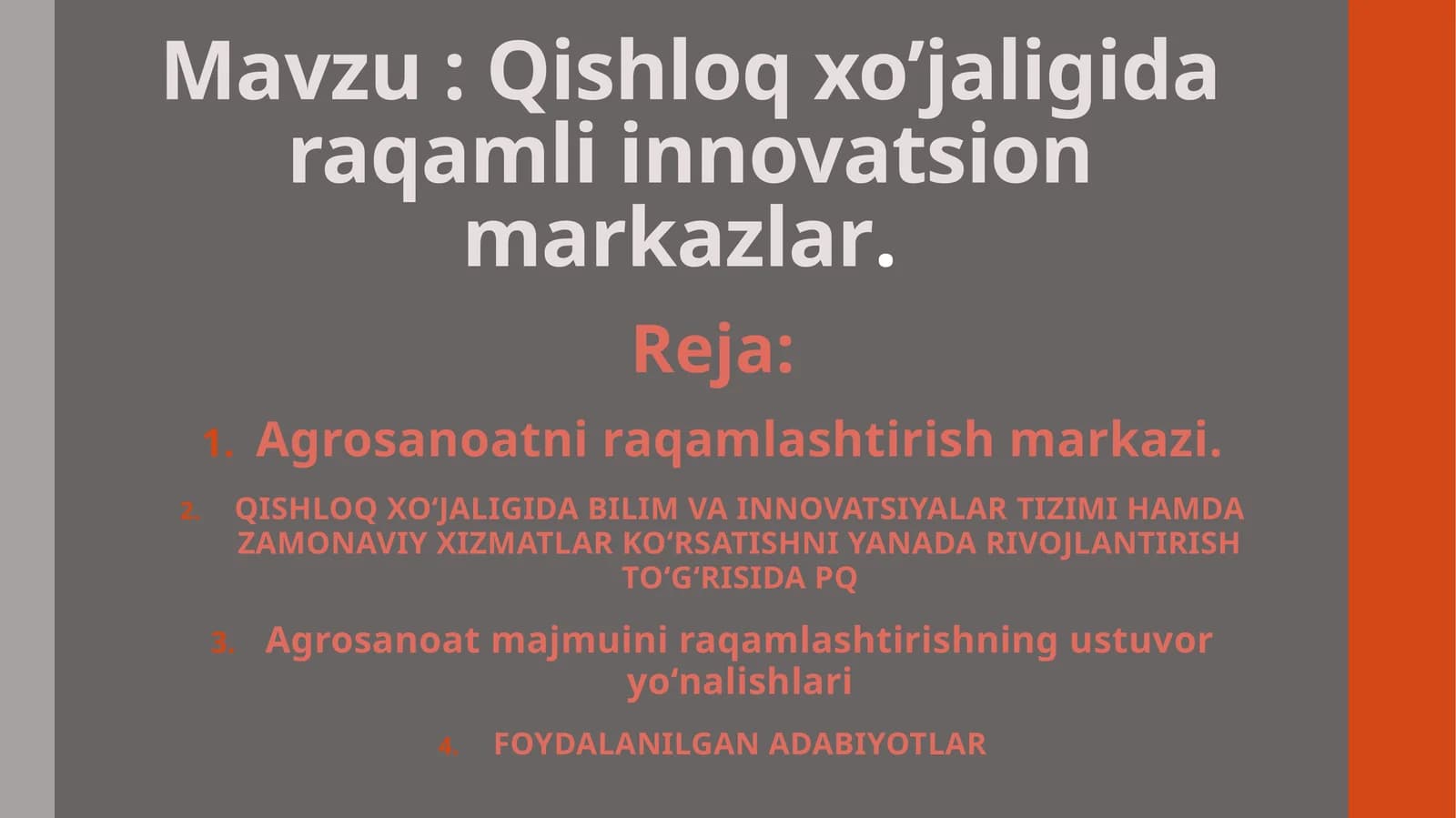 Qishloq xo’jaligida raqamli innovatsion markazlar