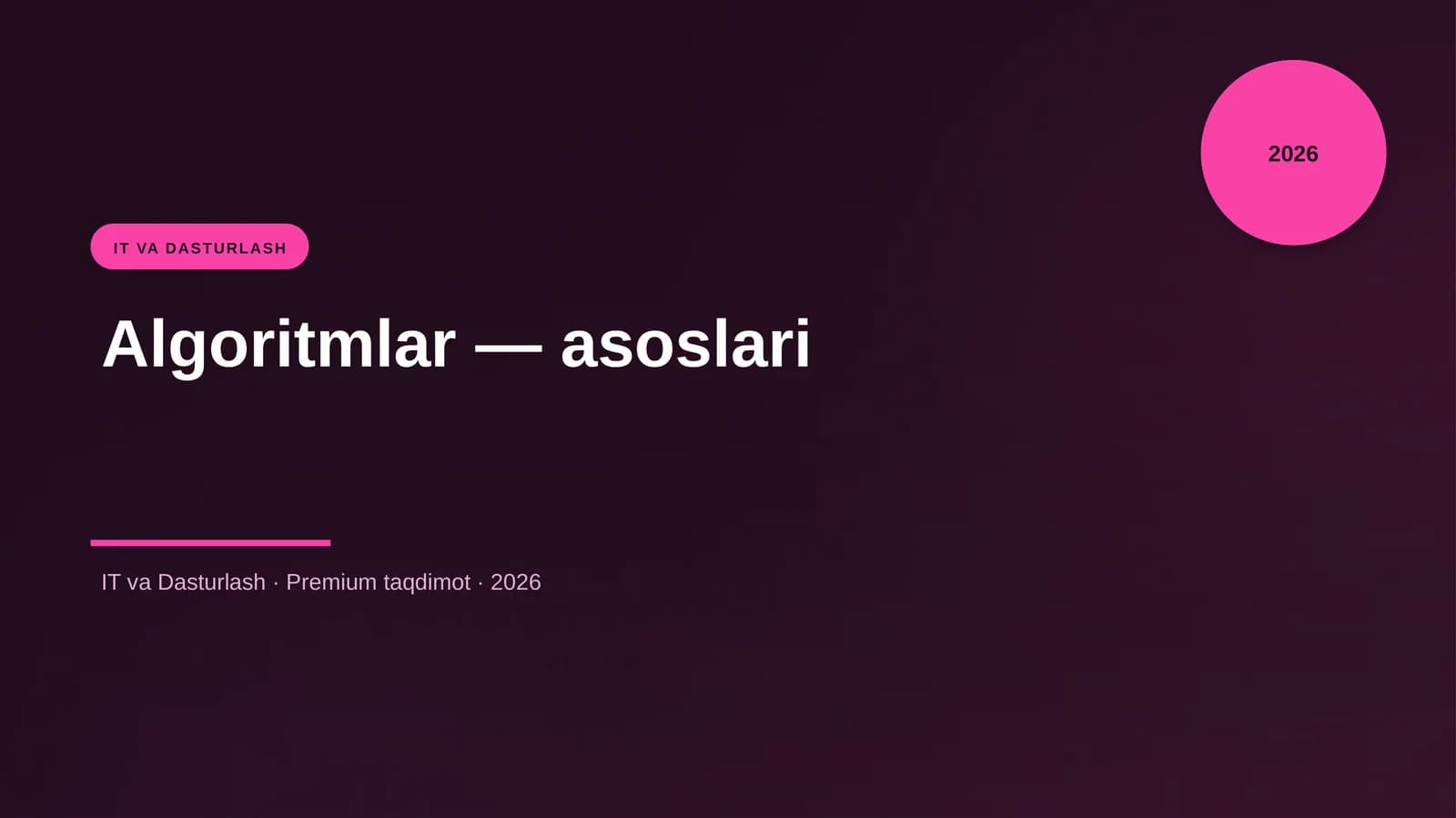 Algoritmlar — asoslari