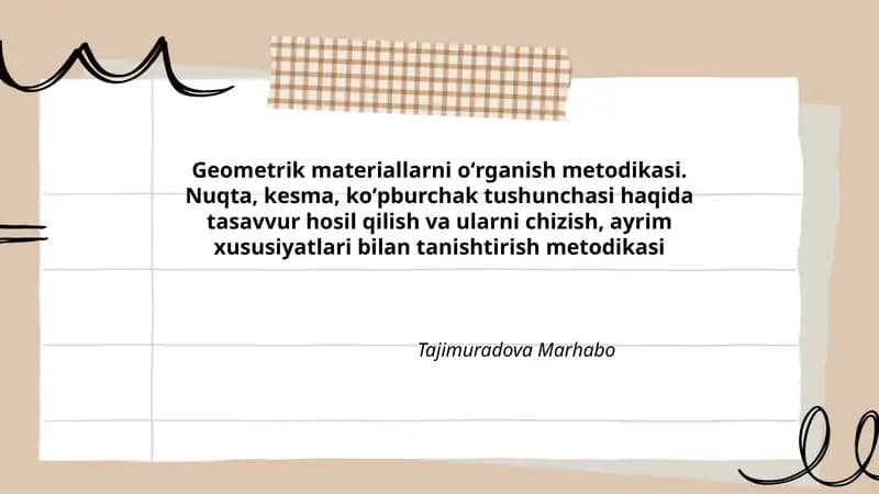 Geometrik materiallarni oʻrganish metodikasi