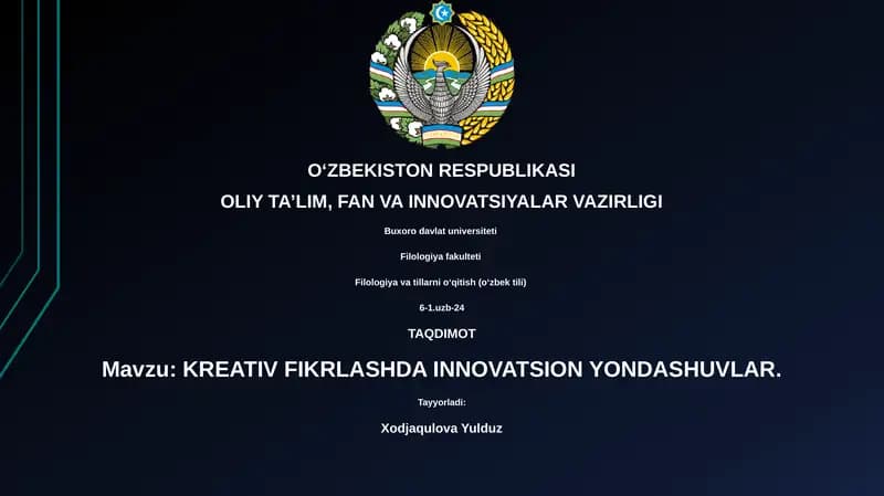 KREATIV FIKRLASHDA INNOVATSION YONDASHUVLAR