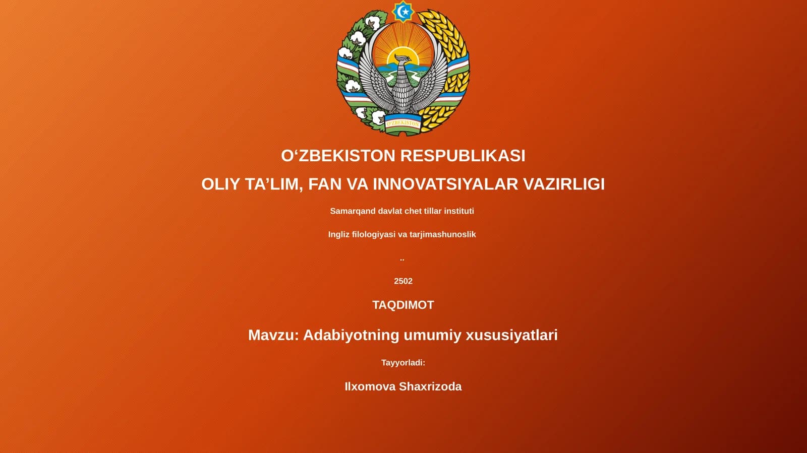 Adabiyotning umumiy xususiyatlari