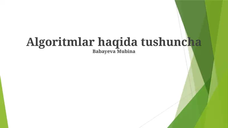 Algoritmlar haqida tushuncha
