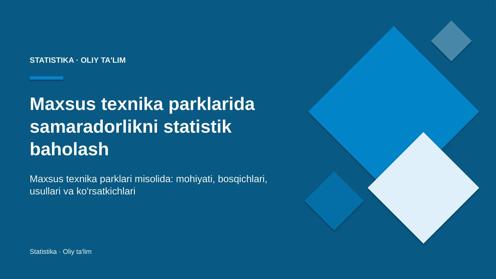 maxsus texnika parklarida samaradorlikni statistik baholash 3871