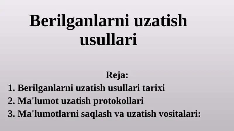 Berilganlarni uzatish usullari