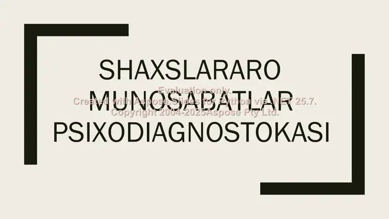 Shaxslararo munosabatlar psixodiagnostikasi