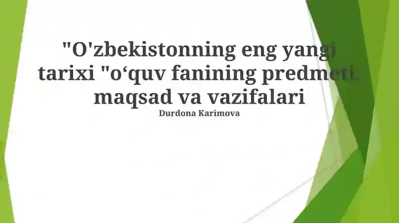 O'zbekistonning eng yangi tarixi
