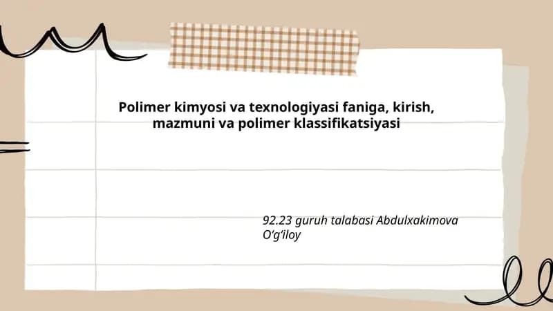Polimer kimyosi va texnologiyasi