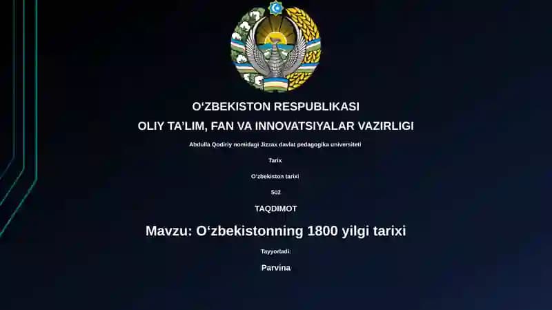 Oʻzbekistonning 1800 yilgi tarixi