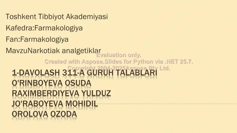 Narkotik analgitiklar - Morfin, Kodein, Dionin, Trimeperidin
