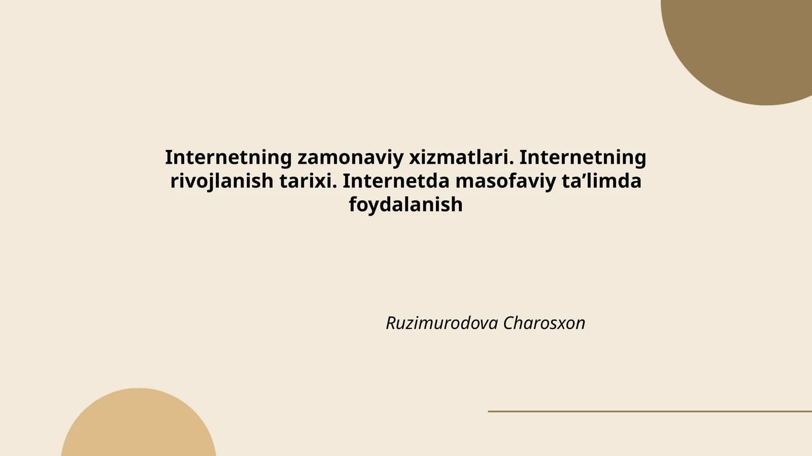 Internetning zamonaviy xizmatlari