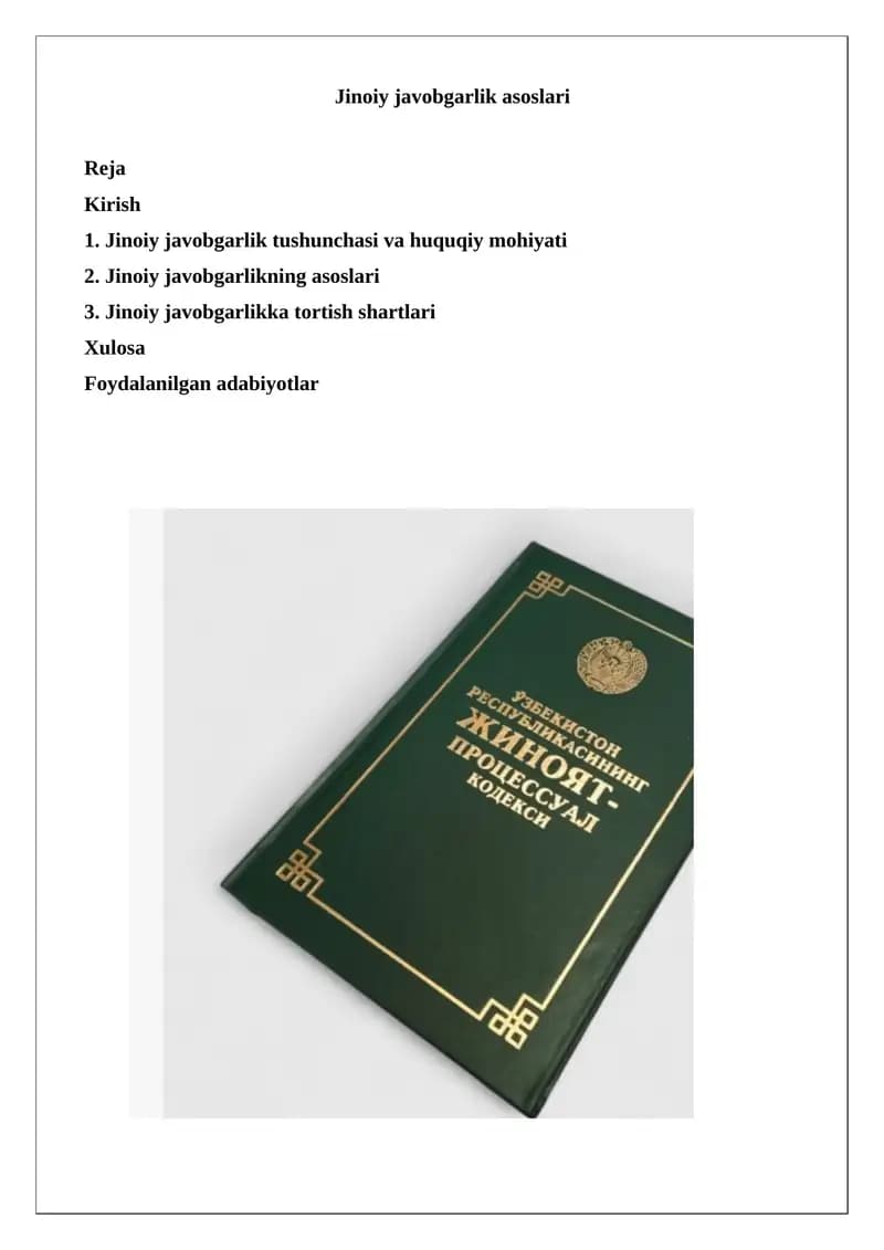 Jinoiy javobgarlik asoslari