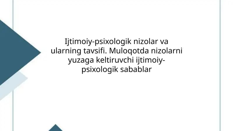 Ijtimoiy-psixologik nizolarning tavsifi