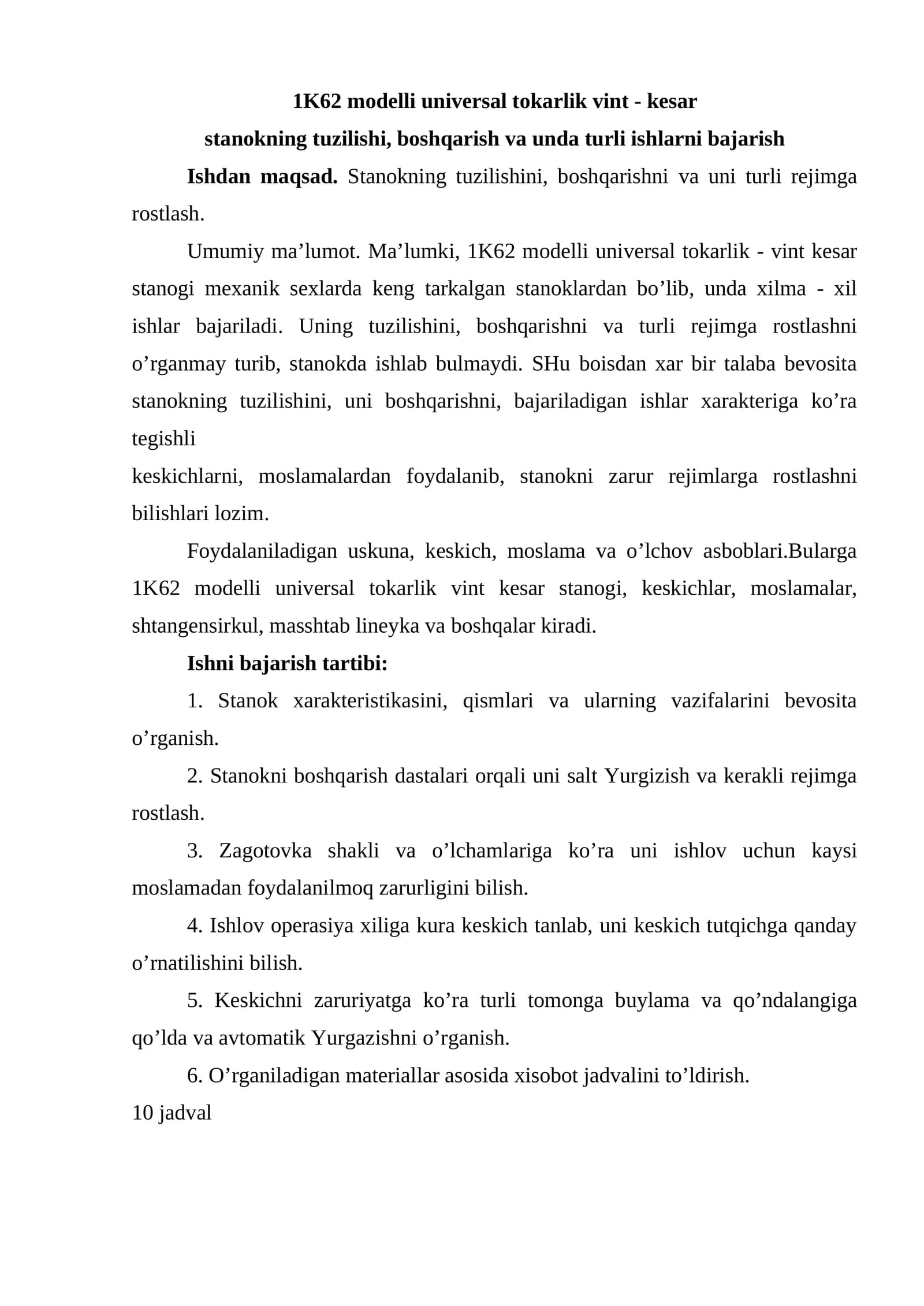 1K62 mоdеlli univеrsаl tоkаrlik vint - kеsаr