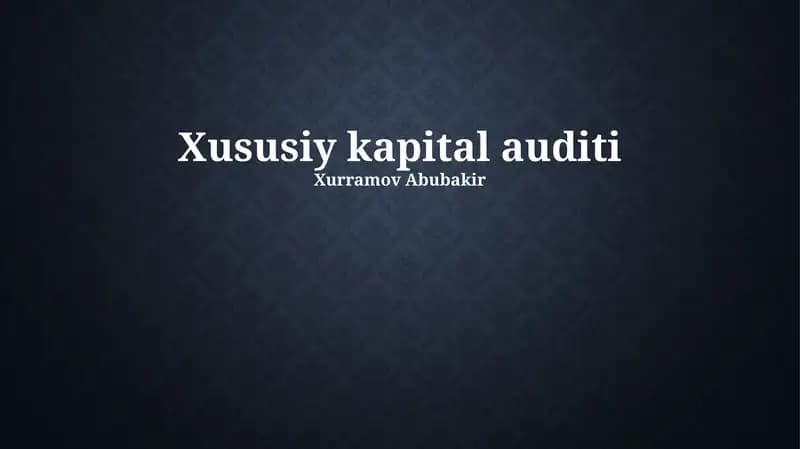 Moliyaviy Hisobotlarni Audit Qilish