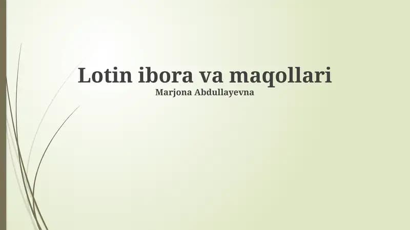 Lotin ibora va maqollari