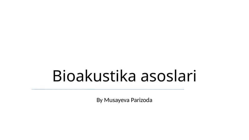 Bioakustika asoslari