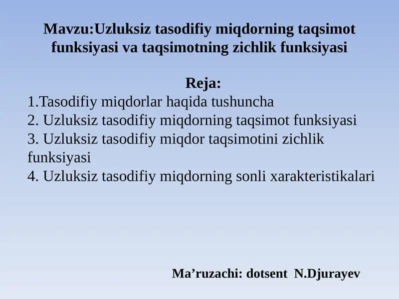 Uzluksiz tasodifiy miqdorlar
