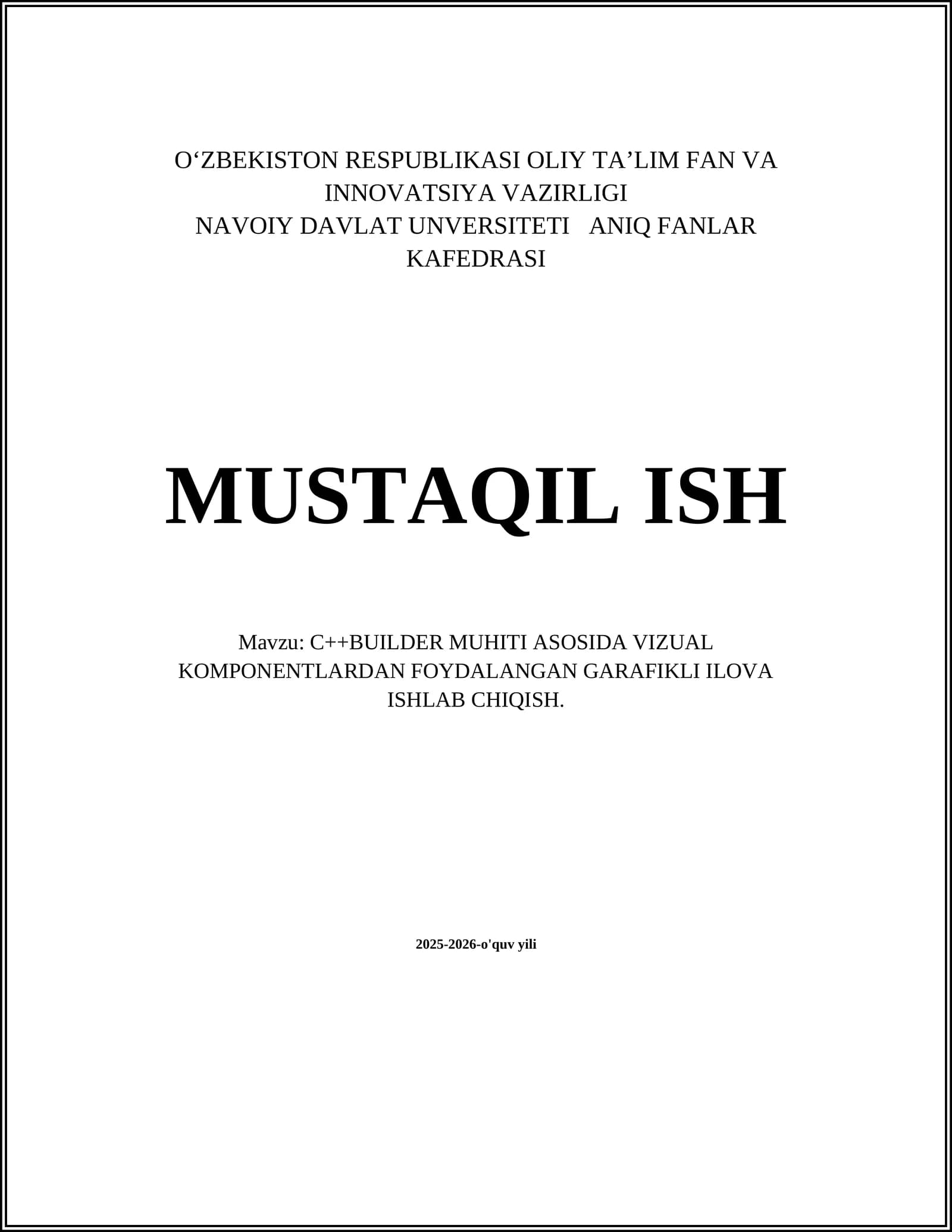 C++Builder muhiti asosida vizual komponentlardan foydalanish