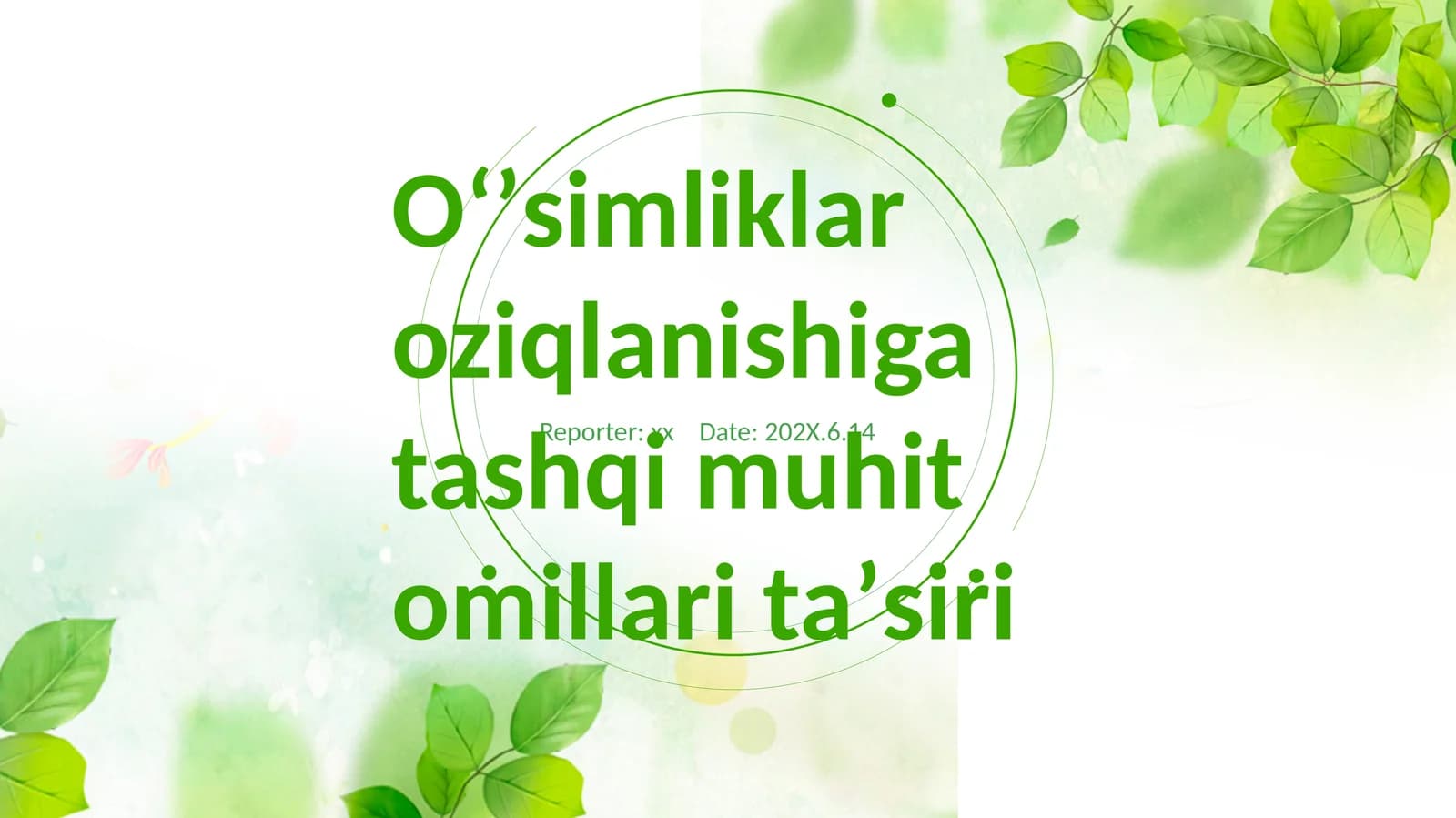 Oʻʼsimliklar oziqlanishi gatashqimuhitomillaritaʼsiri