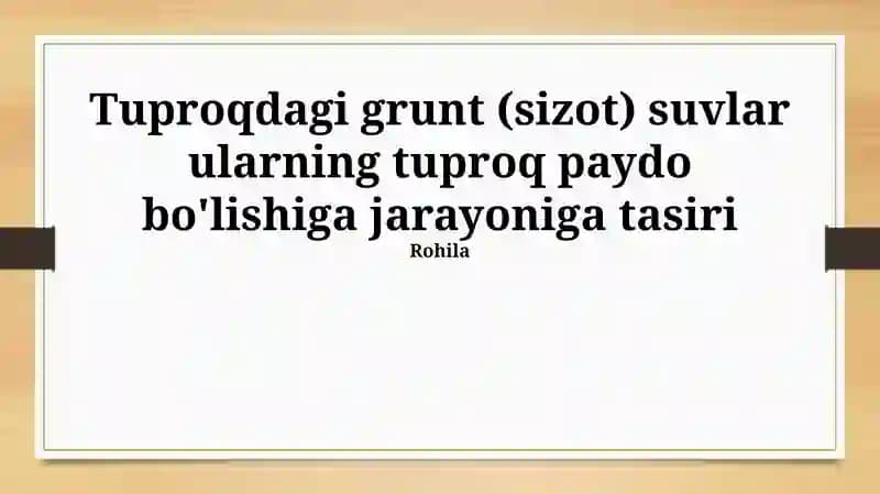 Yer osti suvlari (Rohila)