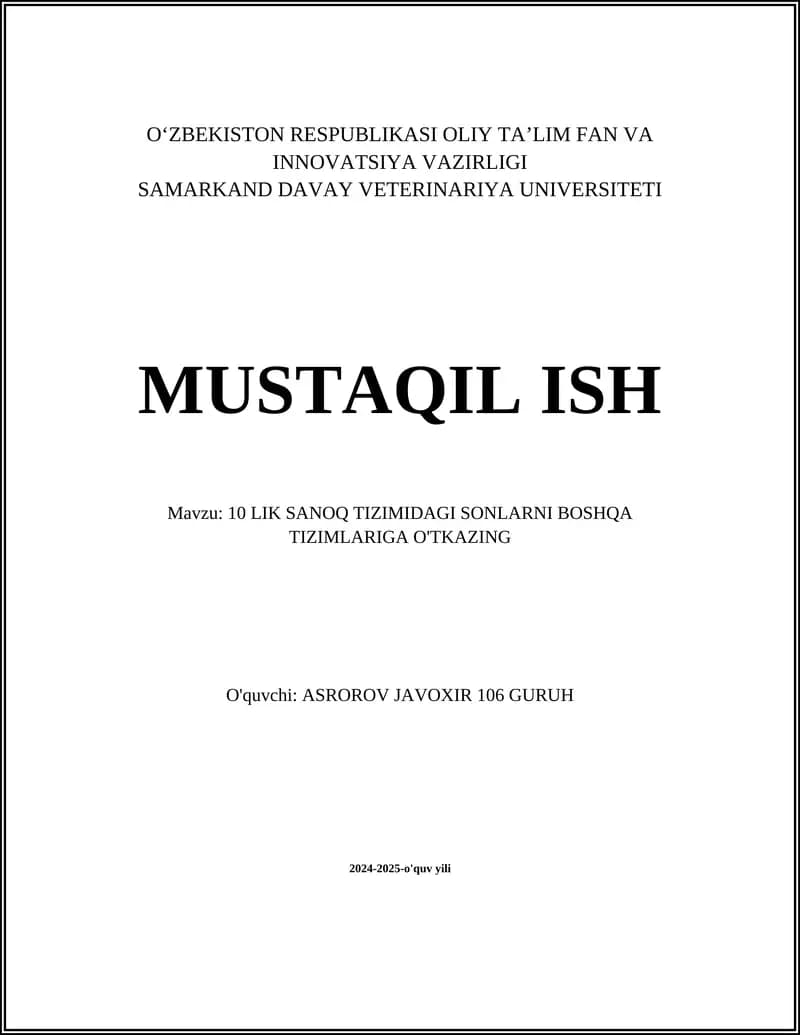 O‘nlik Sanoq Tizimi