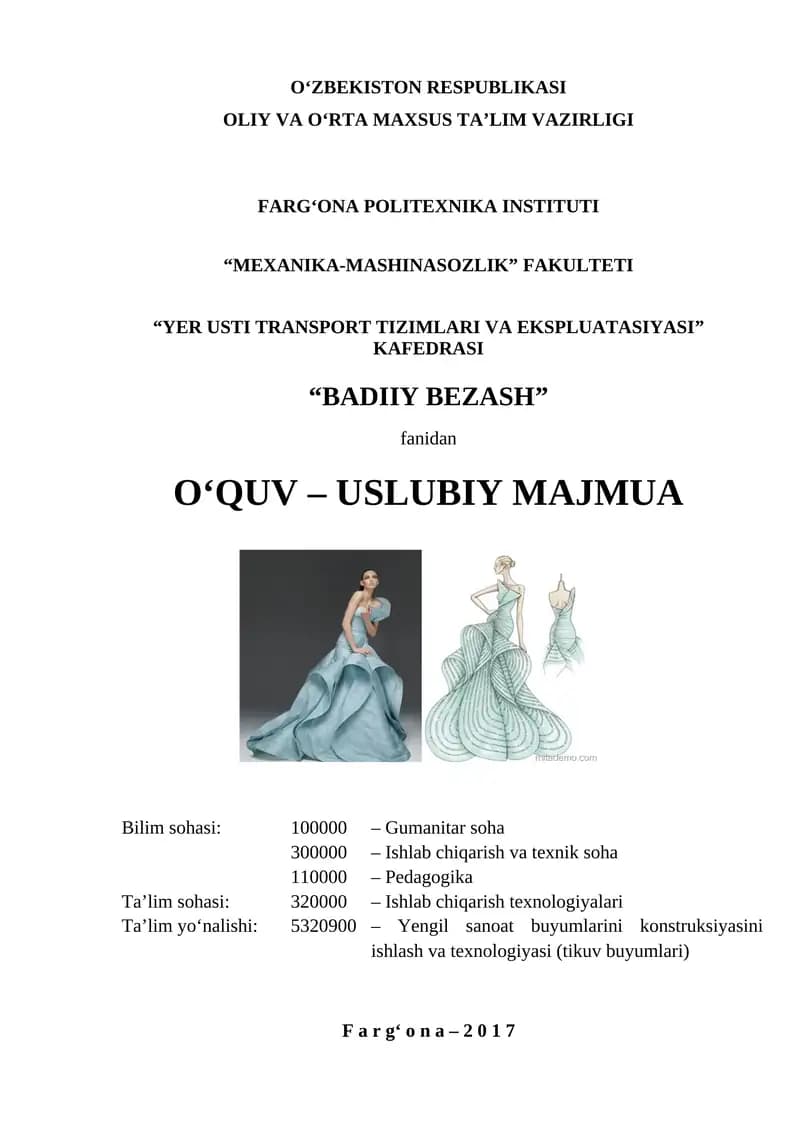 O‘QUV – USLUBIY MAJMUA