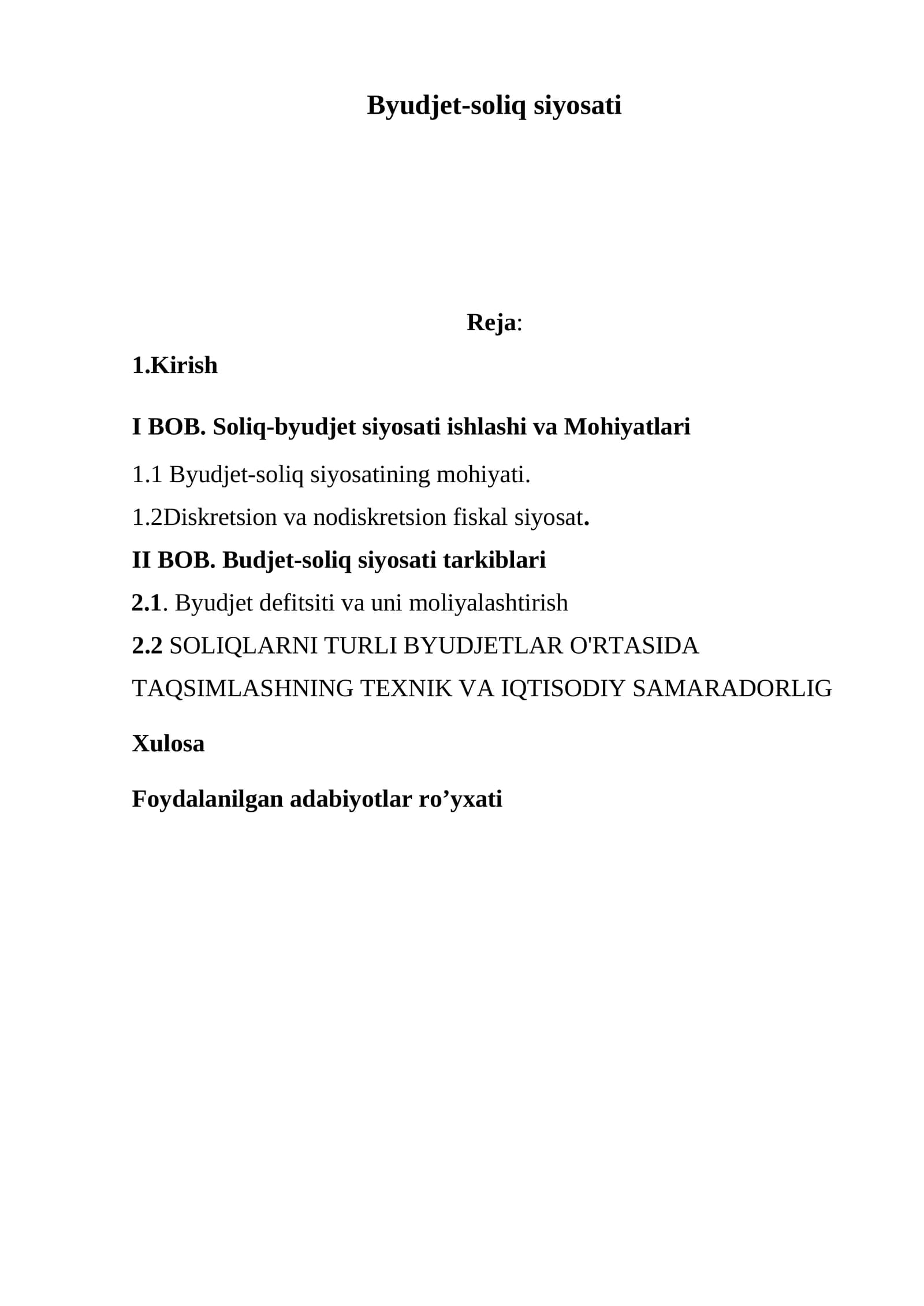 Byudjet-soliq siyosati