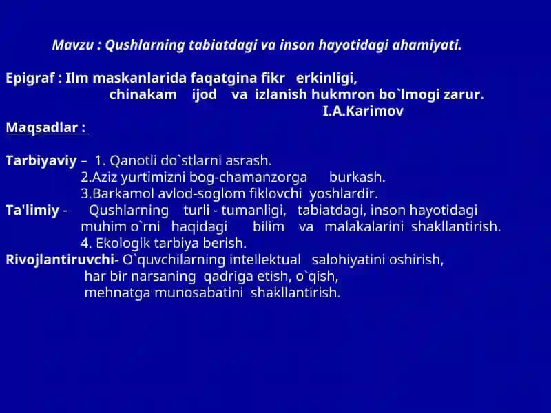 Qushlarning tabiatdagi va inson hayotidagi ahamiyati