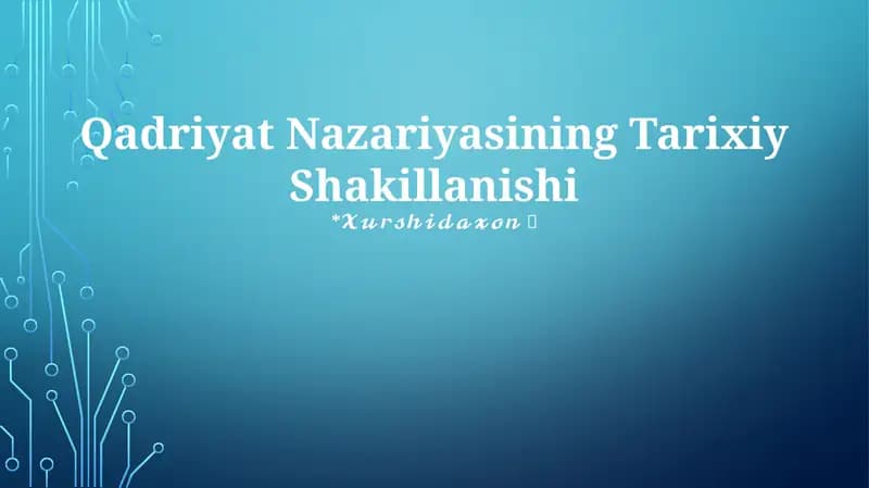 Qadriyat Nazariyasining Tarixiy Shakillanishi