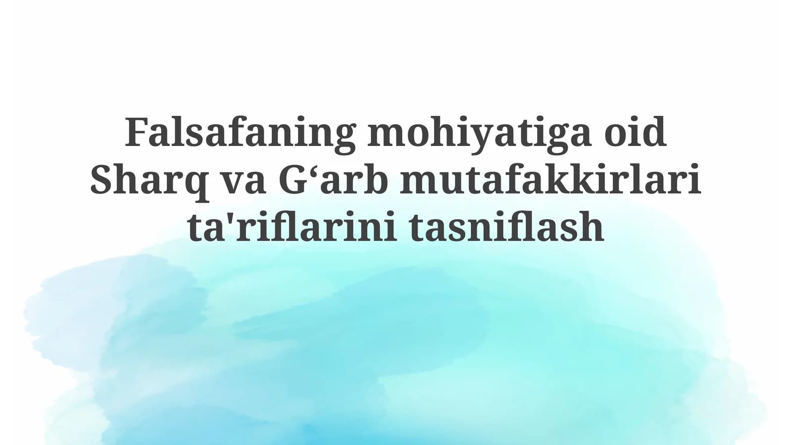 Falsafaning mohiyati