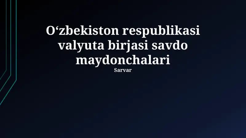 O'zbekiston Respublikasi Valyuta Ayirboshlash Savdo Platformalari