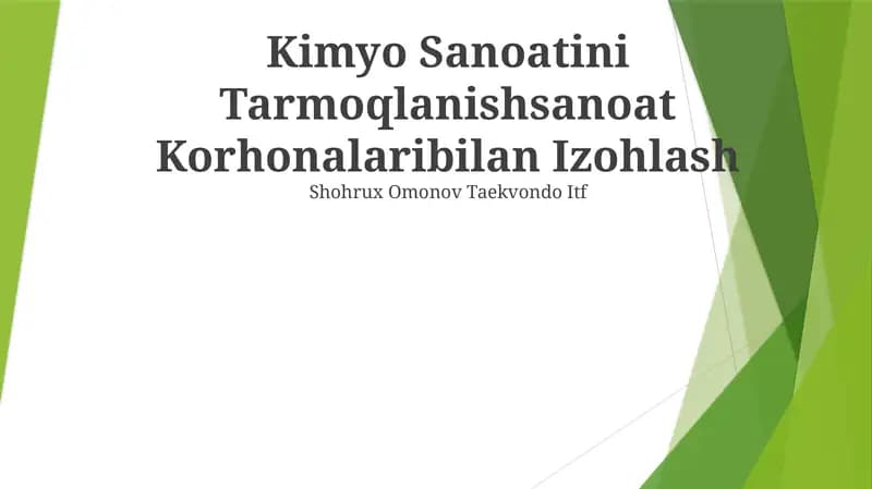 Kimyo Sanoatini Tarmoqlanishsanoat Korhonalaribilan Izohlash
