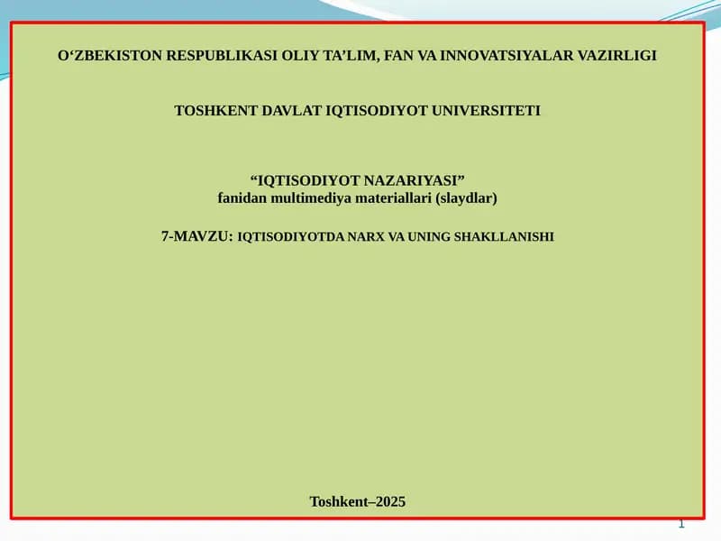 IQTISODIYOT NAZARIYASI