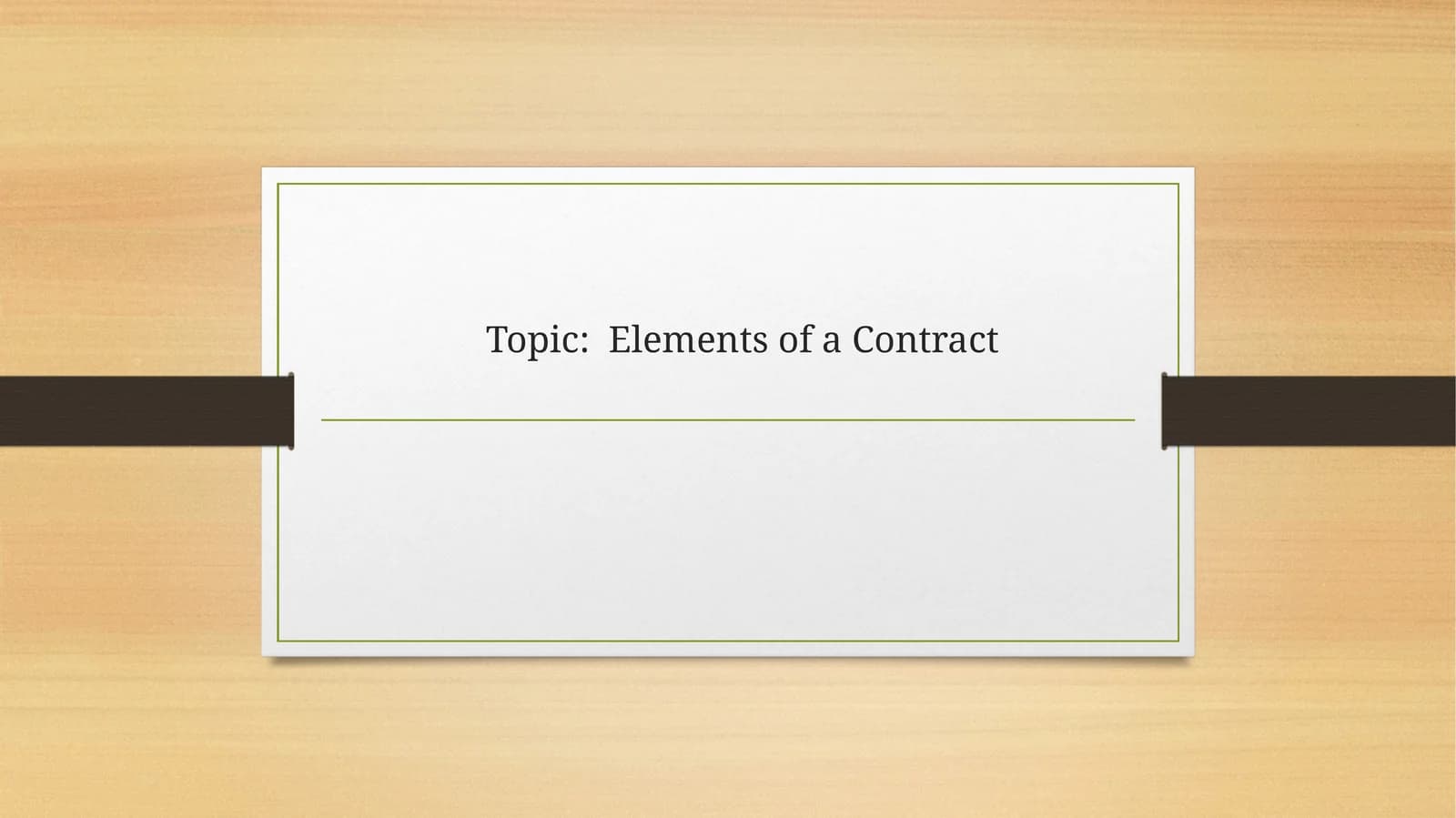 Elements of a Contract