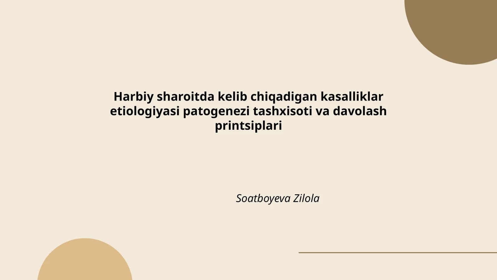 Harbiy sharoitda kelib chiqadigan kasalliklar etiologiyasi patogenezi tashxisoti va davolash printsiplari