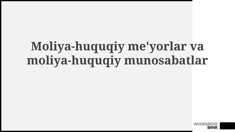 Moliya va huquqiy normalar