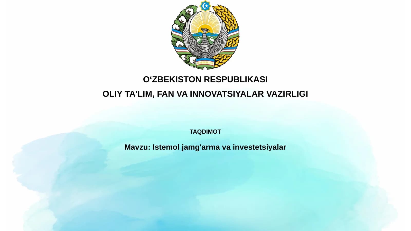 Istemoljamg'armavainvestetsiyalar