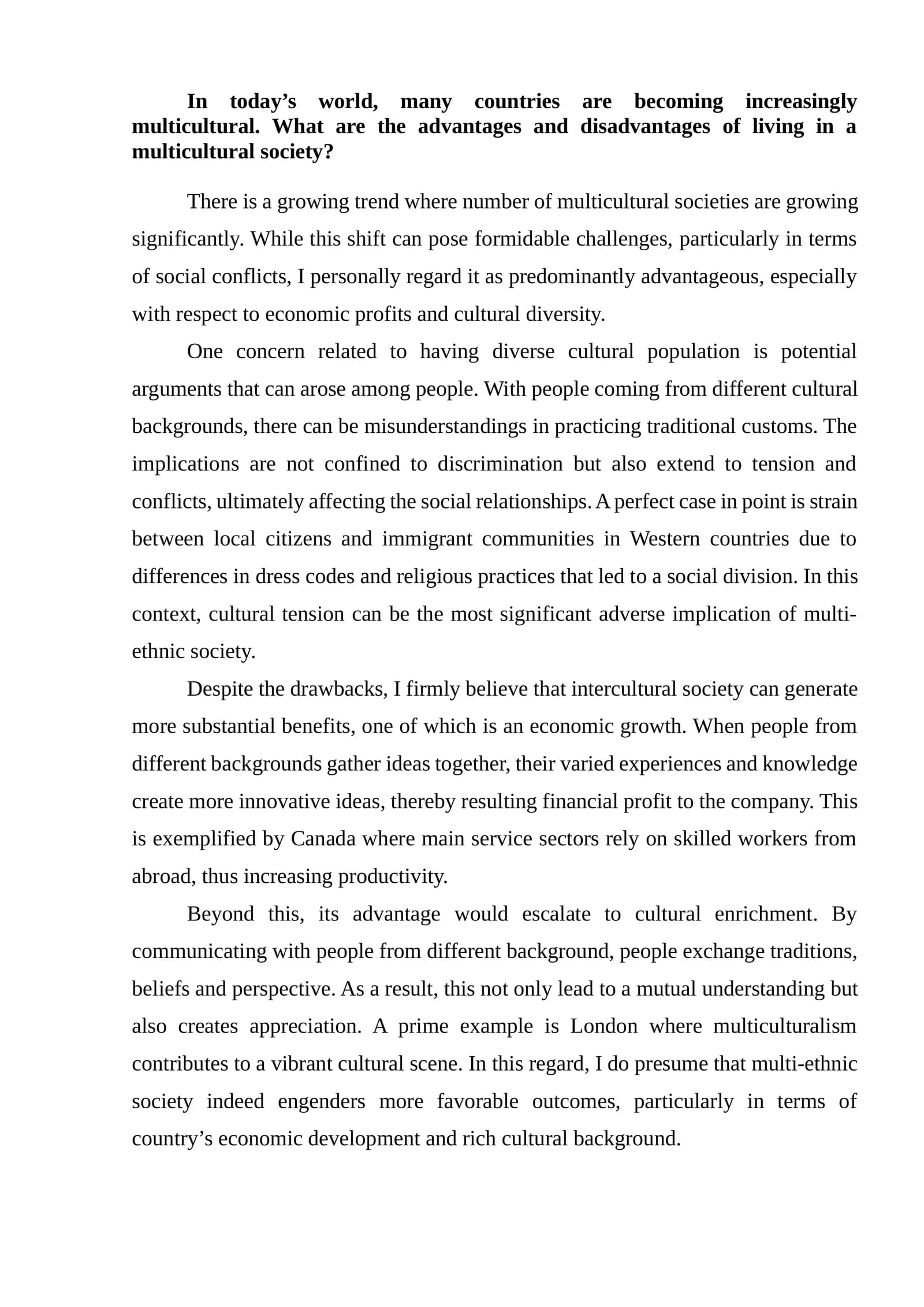 Advantages and Disadvantages of Living in a Multicultural Society