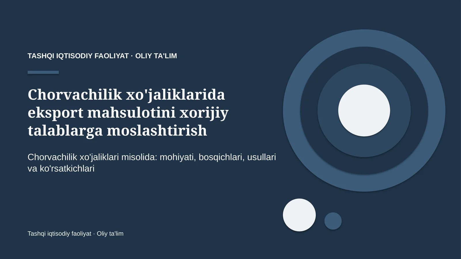Chorvachilik xo'jaliklarida eksport mahsulotini xorijiy talablarga moslashtirish