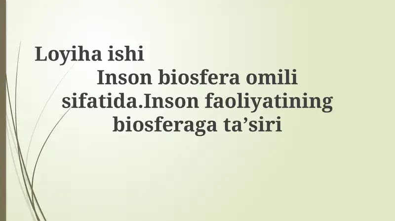 Biosfera va inson: O'zaro ta'sir