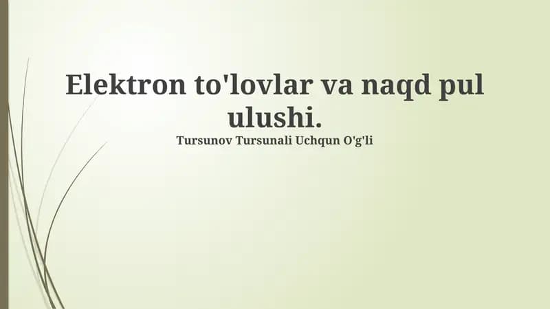 Elektron to'lovlar va naqd pul ulushi