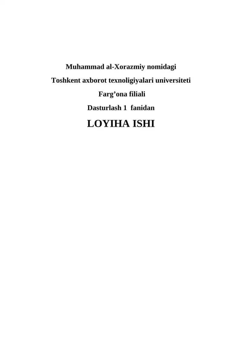 Dasturlash 1 loyiha