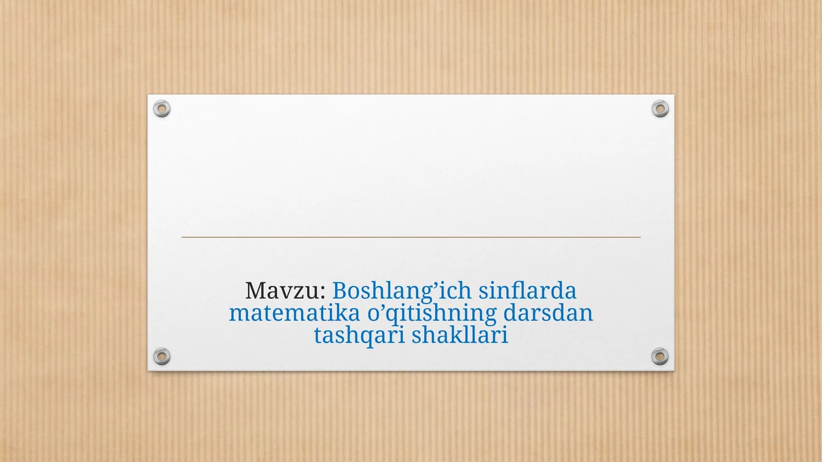 Matematika o’qitishning darsdan tashqarishakllari