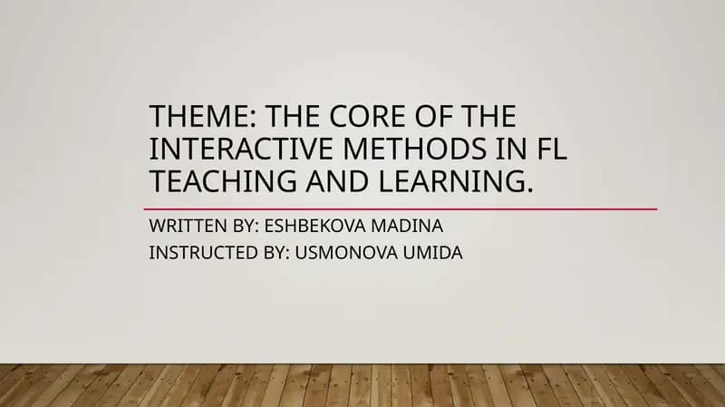 Interactive Methods in Foreign Language Teaching and Learning
