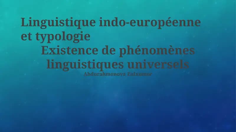 Linguistique indo-européenne et typologie