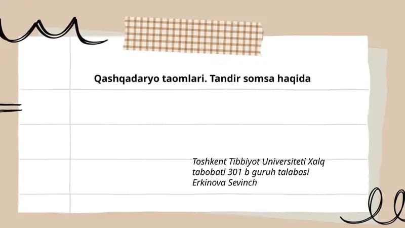 Qashqadaryo taomlari. Tandir somsa haqida