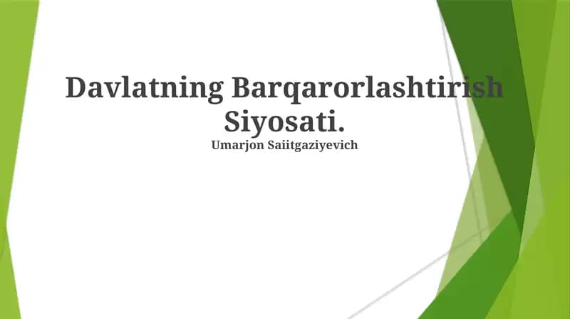 Davlatning Barqarorlashtirish Siyosati